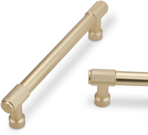BUKOBYHE 10 Pack 5 Inch(128mm) Dark Champagne Bronze Kitchen Cabinet Handles Knurled Cabinet Pulls Drawer Pulls Cabinet Hardware