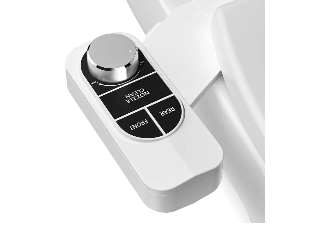 SAMODRA Non-Electric Bidet - Self Cleaning Dual Nozzle (Frontal and Rear Wash) Fresh Water Bidet Toilet Seat Attachment with Independent Adjustable Water Pressure (Classic Black/Silver)