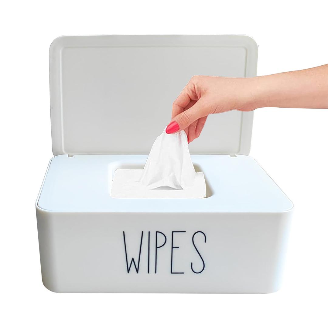 Moorfowl Baby Wipes Dispenser Bathroom Decor,7.28" L * 4.80" W * 2.75" H, Refillable Flushable Wipes Container Holder Baby Registry Essential
