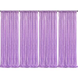 Lavender Sequin Backdrop Drapes 4 Panels 2FTx8FT Glitter Backdrop Curtains for Wedding Party Stage Decorations