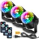 [3-Pack] Disco Ball Party Lights Sound Activated Remote Control, 12 Modes Stage Strobe DJ Lights for Christmas Party Decorations Stocking Stuffers White Elephant Gifts Birthday New Years Eve
