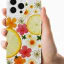 Compatible with iPhone 16 Pro Max Clear Case Flowers, Trendy Cute Tangerine Fruit Floral Girly Anti-Yellowing TPU Shockproof Aesthetic Protective Phone Case Cover for Women Girls 6.9"