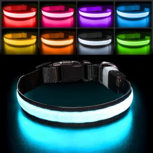 PcEoTllar Light up Dog Collar Lights for Night Walking - LED Dog Collar Light Rechargeable Color Changing, Glow in The Dark Dog Collars Waterproof Glowing Dog Collars for Large Small Medium Dogs (S(11 inch-15.7 inch), Black)