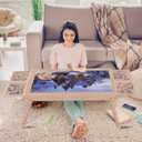 Puzzle Board 1500 Pieces,34.3x 26.5 Jigsaw Puzzle Table with 4 Drawers and Cover,Portable Board GameTable with Folding Legs for Adults and Teens(Almond Color), 1500pcs