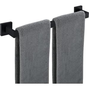 20 Inch Bathroom Towel Bar SUS304 Stainless Steel Matte Black Towel Holder Wall Mounted Heavy Duty Towel Rack Bathroom Towel Rod Modern Square Base Design(1, Matte Black, 20 Inch)