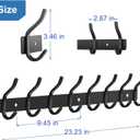 Wall Hooks Heavy Duty, 23 Inch Coat Rack Wall Mount with 8 Hooks, Black Wall Hooks for Entryway, Bathroom - for Hanging Backpack, Bag, Coat, Purse, Hat, Towel, Clothes,2 Packs