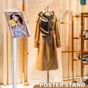 MotiMind Advertising Brochure Holder Displays Stand 8.5 x 11 Inches Pedestal Poster Sign Stand for A4 Poster Acrylic Storage with Aluminum Frame Brochure Holder