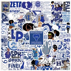 Zeta Phi Beta Sorority Paraphernalia Stickers 60pcs Fellowship Cociety Decals Aesthetic Waterproof Vinyl Pack Stickers for Water Bottle Laptop Cup Phone Skateboard DIY Party