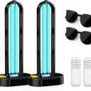 2 Pack UV Light Sanitizer, Ultraviolet Lamp with Remote Control for Bed Bugs and Dust Mites, Home Disinfection Device UV Lamp for Home, Room & Kitchen, Ultraviolet Light with 3 Speed Timings