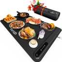Warming Mat for Food, Voriah Electric Warming Tray with 3 Temp Settings & Auto Shut-Off, Food Warmer with Thick Silicone Surface to Keep Food Warm at Buffet, Parties, and Family Use(Black (L-24*16'')