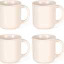 GZG 18 oz Coffee Mugs Set of 4, Modern Ceramic Coffee Cups Set with Handle, Large Coffee Mugs for Tea, Latte, Milk, Cocoa, Rustic Matte Glaze, Microwave & Dishwasher Safe(Cream Mist)