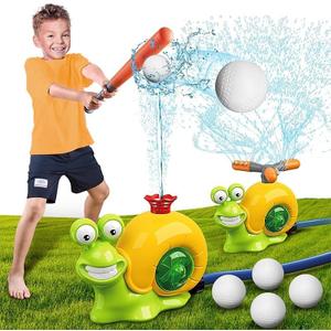 Baseball Sprinkler for Kids, Water Toys for Kids Ages 4-8, Outdoor Toys Play for Toddlers 3-5, 2 in 1 Snail T Ball Set, Summer Backyard Lawn Swimming Pool Birthday Toys for Boys Girly Ages 4+