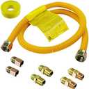 72" Flexible Gas Line Kit for Dryer, Stove, Range, Stainless Steel Gas Dryer Connector Kit, Fitting size: 1/2" FIP & 1/2" MIP & 3/4" MIP Fitting, Not Fit All Appliance