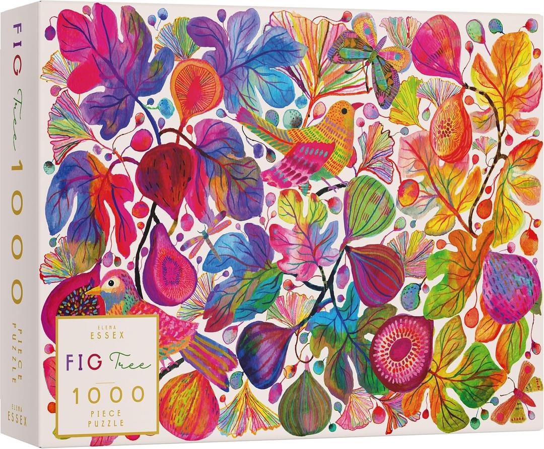 Elena Essex 1000 Piece Puzzle for Adults - Fig Tree | Puzzles | Puzzles for Adults | Colorful Floral Bird Rainbow Gradient Puzzle | Jigsaw Puzzle Size 20x28 inches