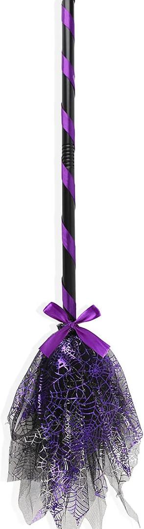 Ochine Halloween Witch Broom, Plastic Witch Broomstick Halloween Broom Cosplay Props Halloween Costume Broomstick Props Dress Up for Halloween Costume Haunted House Decoration (G)