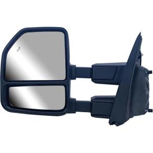 Driver Left Side Door Towing Mirror Power and Heated with Signal Light and BLIS Textured and Chrome Back Cover For Ford F-150 F-250 F-350 F-450 F-550 Super Duty from 2017 to 2020