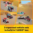 LEGO Creator 3 in 1 Flatbed Truck with Helicopter Toy, Transforms from Flatbed Truck Toy to Propeller Plane to Hot Rod and SUV Cars, Gift Idea for Boys and Girls Ages 7 Years Old and Up, 31146