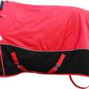 Surcingle Red Turnout Blankets for Horse,1680D Winter Waterproof Horse Blanket, 300g / 14oz Warm Filling Liner, Medium Weight Waterproof Horse Blanket,Warm US 72 in(EU 135 cm)