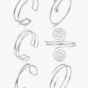 6Pcs Boho Coil Arm Cuff Bangle Set - Adjustable Minimalist Open Arm Cuff Armlet Armband
