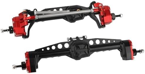Pothyes CNC Metal Front and Rear Portal Axles for 1/10 RC Crawler Car Axial SCX10 III AXI03006 AXI03007 Wrangler JL AR45 Axle Upgrade Part (red)