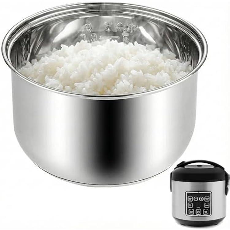 Rice Cooker Replacement Pot, 304 Stainless Steel Inner Pot, Durable Non-Stick Bowl for Even Cooking & Easy Cleanup