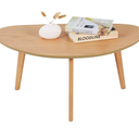 FIRMINANA Small Oval Coffee Table Mid Century Modern for Living Room Center Minimalist Display Coffe Table,Nature Wood,18.9" D x 33.47" W 15.75" H