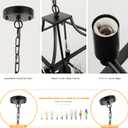 Lantern Pendant Light Black Pendant Light Fixtures 3-Light Black Lantern Pendant Lights, 9.4" Adjustable Farmhouse Pendant Lighting for Kitchen Island Dining Room Foyer