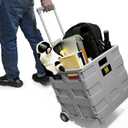 MaxWorks Collapsible Rolling Utility Cart with Lid 80 lb Capacity Folding Dolly with Telescoping Handle Heavy Duty Plastic Crate on Wheels for Shopping Office and Teachers (50876)