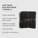 Fromm Softees Microfiber Hair Towels, Absorbent Salon Hair Towels for Hairstylists, Barbers, Spa & Gym, Fast-Drying, Ultra-Soft, Lint-Free, Multi-Purpose Towels, 16" x 29"- 10-Pack - Black