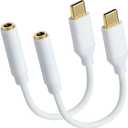 USB C to 3.5mm Female Headphone Jack Adapter, Type C to Aux Audio Dongle Cable Cord Compatible with iPhone 17 Pro Max/17 Pro, 16/15 Pro Max, 16/15 Pro, Galaxy S24/S23/S22 Ultra, iPad Pro(2 Pack)