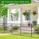 FOREHOGAR Metal Garden Fence 28in (H) x 23.3ft (L), 1 Gate + 9 Panels Dog Fence Border Fences Animal Barrier, No Dig Garden Fencing for Yard Flower Bed Lawn Patio Outdoor, PIN282810G Black