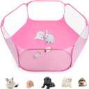 Guinea Pig Cage Rabbit Cage Indoor with Mat Playpen Perfect Size for Small Animal Pet Play Pen Easy to Clean Exercise Yard Fence Portable Tent for Hamsters, Chinchillas, Hedgehog, Puppy, Cats (Pink)