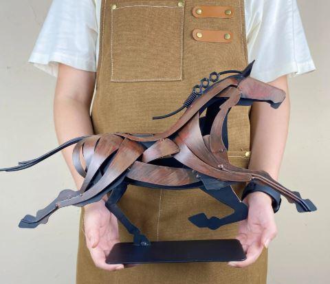 Handmade Iron Horse Sculpture, Rustic Metal Horse Decor