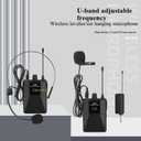 2.4G Wireless Microphone System2 Headset/Lavalier Mic with Portable Receiver&Bodypack Transmitters, 30 Frequency Channels, 50m Range for Teachers, Public Speaking, Singing, Karaoke
