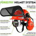 GREEN DEVIL Chainsaw Safety Protective Helmet Forestry Helmet with Build-in Visor Mesh Face Shield Ear Muffs 4 in 1 Ideal for Arborist Tree Work DIY Outdoor Logging Hard hat
