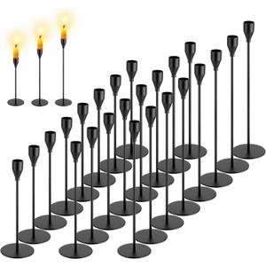 Giantree 24Pcs Black Candlestick Holder, 3 Size Tall Metal Candle Stands Holders Fit 0.75 Inch Thick Pillar Candles for Table Centerpiece Wedding Dinning Party Valentines Home Decor
