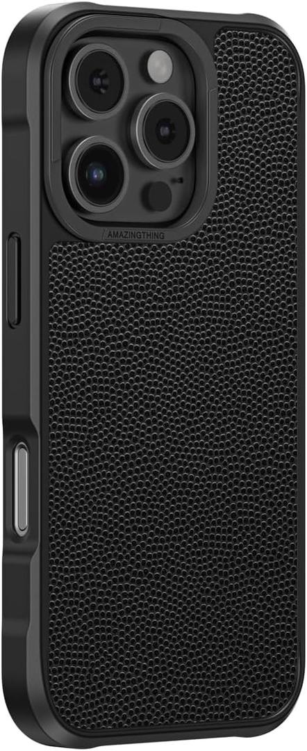 AMAZINGthing for iPhone 16 Pro Max Case Leather, Compatible with Magsafe Wireless Charging, Premium PU Leather and TPU Protection, Luxury Protective Case for iPhone 16 Pro Max, Black