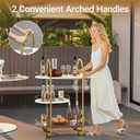 3-Tier Home Bar Serving Cart with Wheels & Glass Holder, Gold, Large