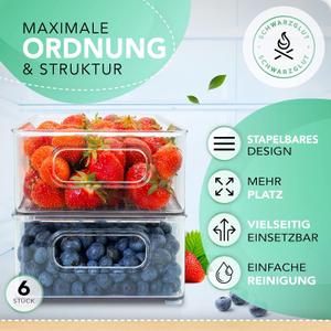 Organiser, Set of 4 for Maximum Order in the Fridge, Stackable, Organiser, Fridge Organiser, Storage, Boxes for Fridge, BPA Free, 14.5x8xinch
