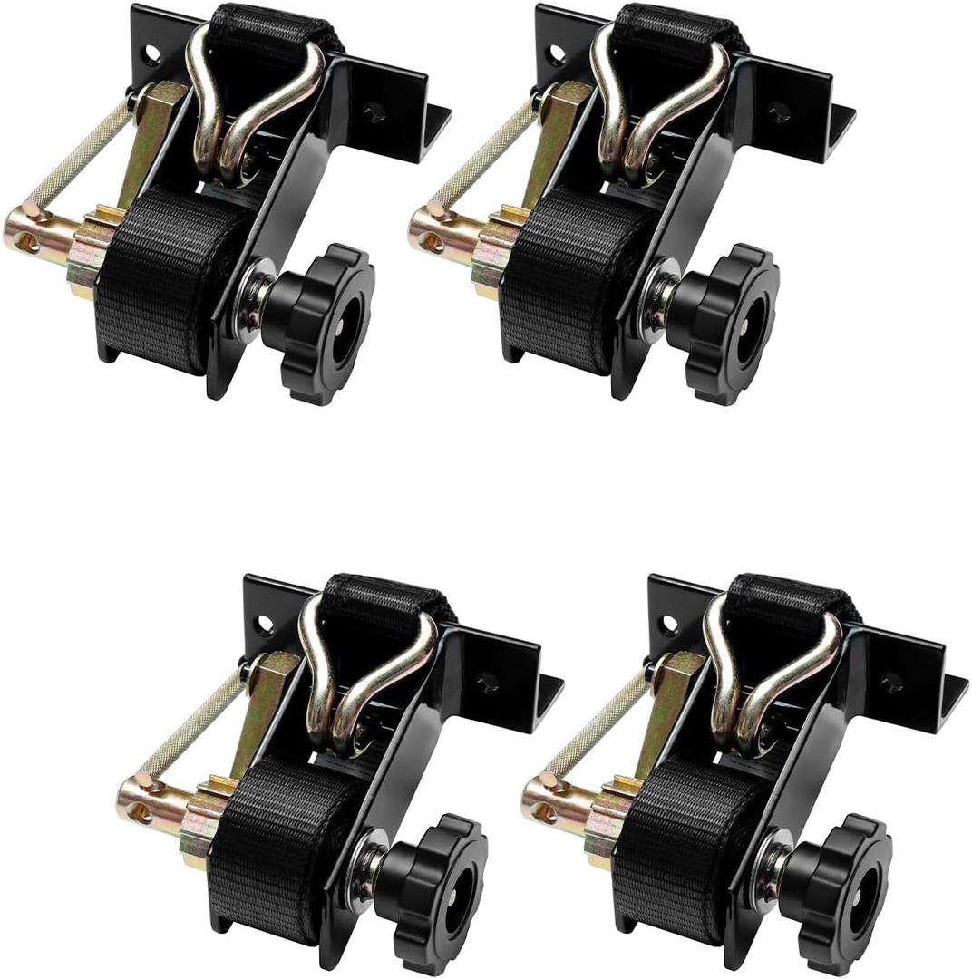 Lumber Rack Ratchet Straps, W/J-Hook (4PCS), 1.4" Black Square Tube Mount, 1.5" Wide x 7.5' Long, Black Ladder Rack Ratchet Straps, 500 lbs Load Heavy Duty, Truck Rack Straps, Pipe/Roof Rack Strap