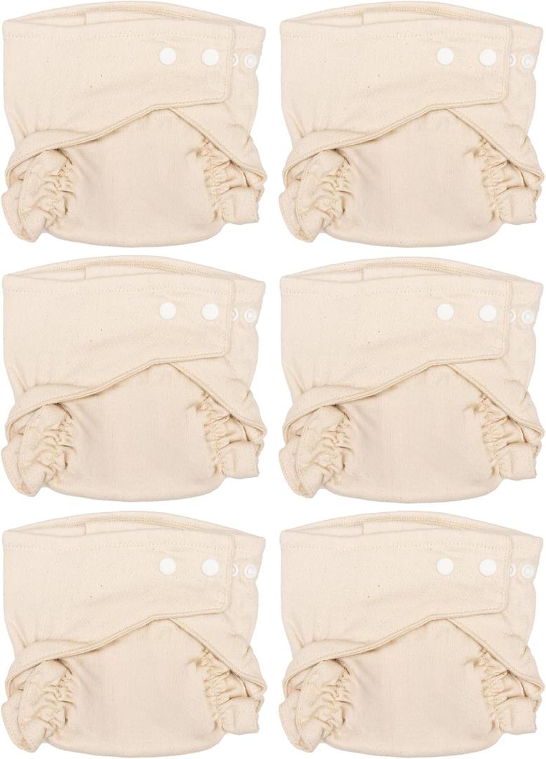 Osocozy Two Sized Fitted Cloth Diaper - 6 Count (Pack of 1) - Soft, Durable and Absorbent 100% Cotton Birdseye Weave Material. Easy to Use Snap Closures. Size 1 Fits 7-18 lbs