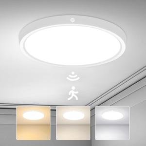 11.8 Inch Motion Sensor Ceiling Light Wired,12W/18W/24W Optional Radar Motion Sensor Light Flush Mount Light Fixture for Garage Hallway Stairs, 3000K/4000K/6000K