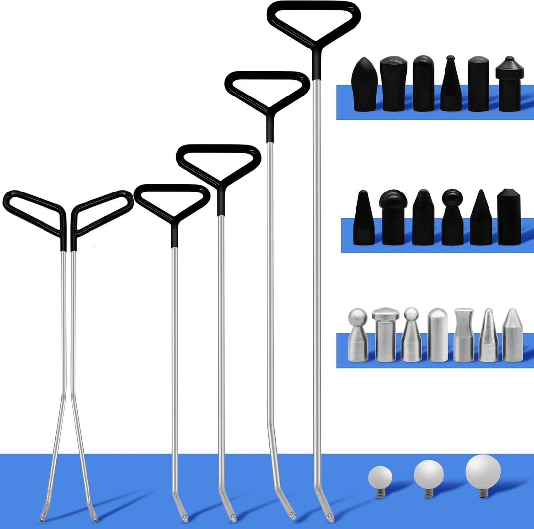 Car Dent Removal Rod Tools,Paintless Dent Repair Kit with 6 Pcs Stainless Steel Rods and 22Pcs Tips,Dent Repair Rods for Car Dents Door Dings and Hail Damage Removal