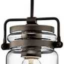 Kichler Brinley 7.75" Kitchen Pendant in Olde Bronze®, Mini Farmhouse Pendant with Clear Glass, (7.75" H x 4.75" W), 42878OZ, Pack of 1