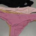 Jo & Bette Thongs for Women - 6 Pack Bikini - Cotton Womens Thong Underwear Panties Breathable No show, L