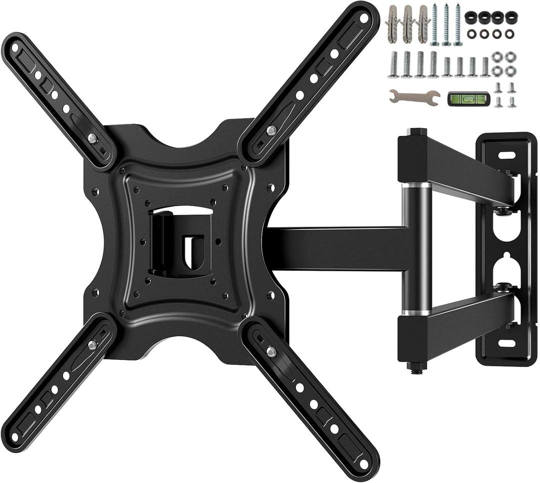 Full Motion TV Wall Mount,Swivel Tilt Extension with Articulating Arms,Tv Brackets for Wall Mount with VESA 400x400mm up to 66lbs Max,Universal TV Mount for 19-55 inch LED Monitors Flat Screen.