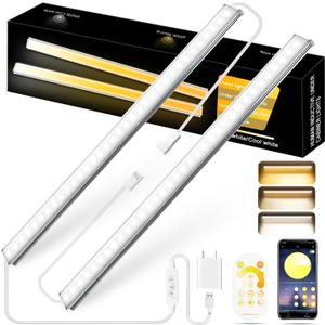 Daymeet 12 Inch Ultra Thin Dimmable Under Cabinet Lights Plug in, Under Cabinet Lighting, Multi-Color Super Bright LED Under Counter Lights Indoor Night Lights Bar for Kitchen, Shelf, Closet (2 Pack)