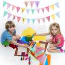 Pennant Banner Flags Pastel - GREATRIL Colorful Triangle Banners for Birthday Easter Classroom School Carnival Garland Outdoor Burlap Bunting Party Decorations 4 Strings