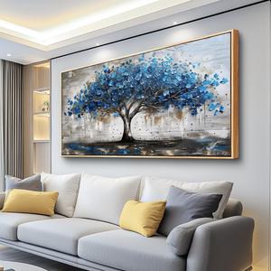 hyidecorart Canvas Wall Art For Office Abstract Wall Decoration For Living Room Bedroom Decor Tree Panoramic Landscape Wall Paintings Wood Framed Prints Textured Pictures Artwork Modern Hotel Decor (48L" x 24W")
