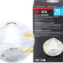 3M N95 Performance Respirator 8210, 20 Pack, Drywall Sanding, NIOSH-APPROVED N95, Advanced Filter Media For Easy Breathing, Cushioning Nose Foam, Adjustable Noseclip, Stretchable Straps (8210D20-DC)